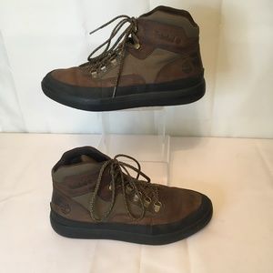 Men's Timberland Brown Nubuck Leather Lace Up Hiking Boots Flat Treaded Sole 10M